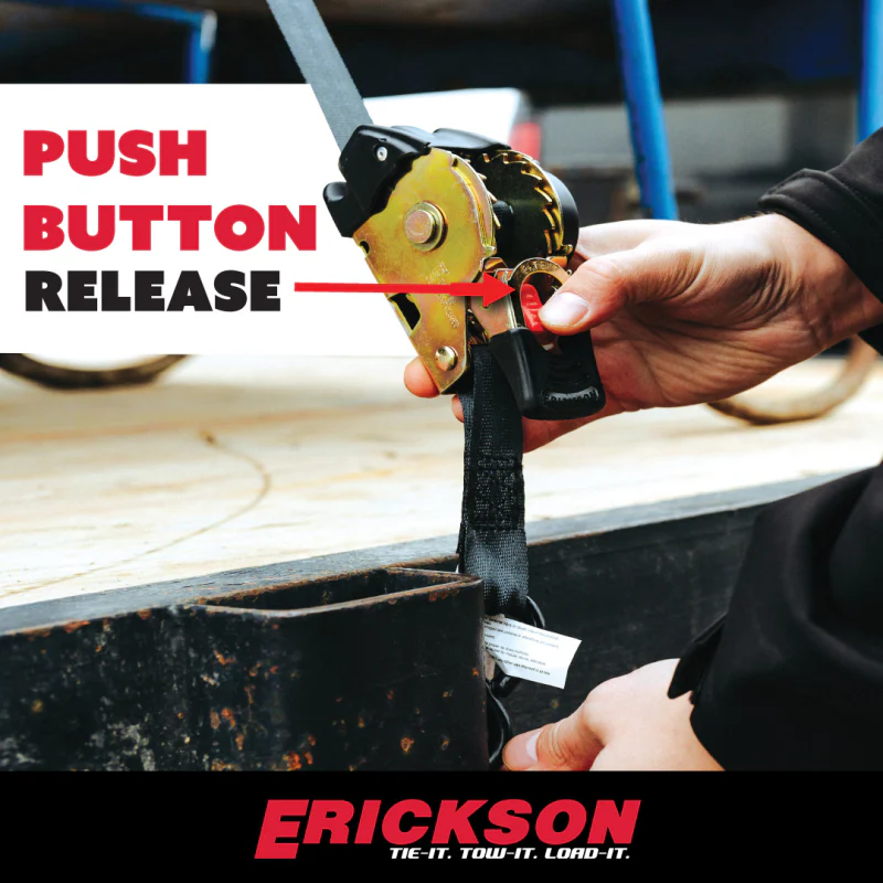 Erickson Manufacturing 2 Pack 1 In X 10Ft 1200Lb Re-Tractable Ratchet Tie Downs Black Model 34415 - Image 6