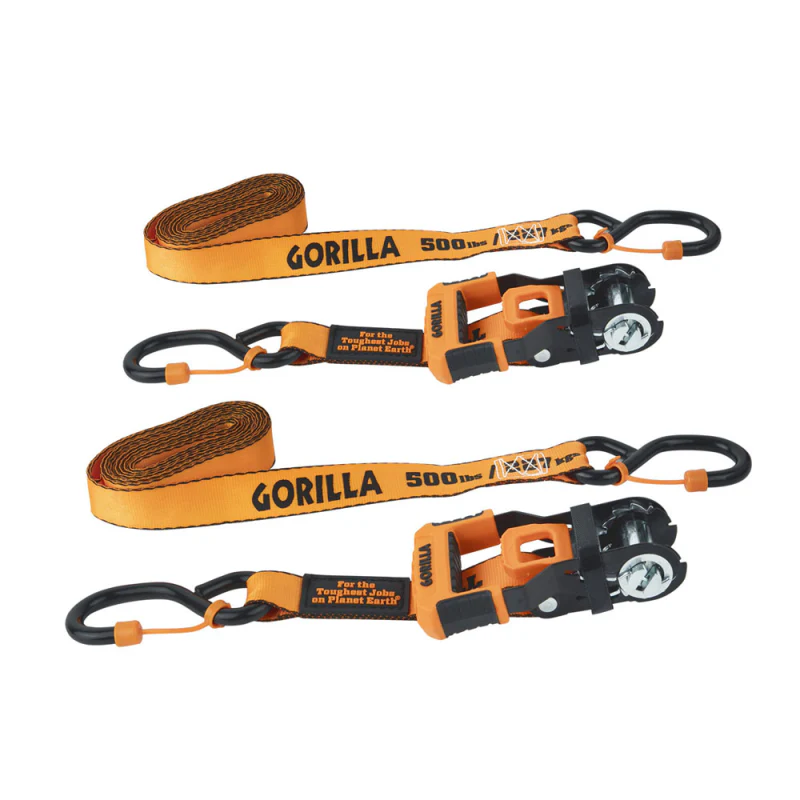 Erickson Manufacturing 2 Pack 1 In X 12Ft Ratchet Strap 1500Lb Cap Lock W/Full S Hook & Velcro Wrap Model 92004 - Image 2