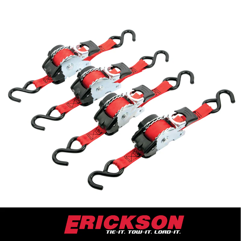 Erickson Manufacturing 4 Pack 1 In X 10Ft 1200Lb Retractable Ratchet Strap Black Model 04418 - Image 2