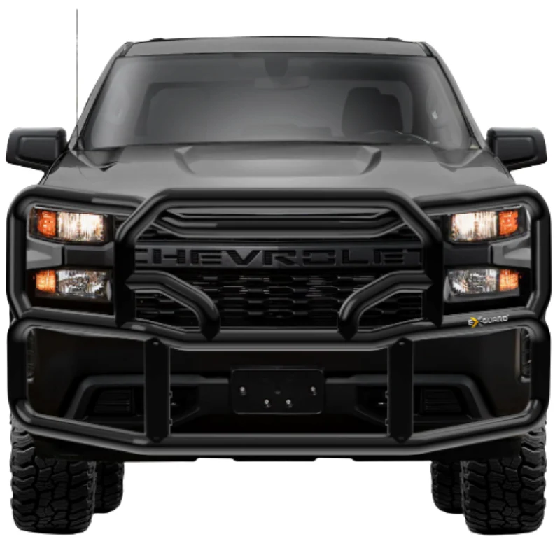 Ex-Guard Kit Extreme-Duty Full-Height Coverage Black Grille Guard Kit w/ Mounting Bracket and Tow Hooks Model HX-50BG3-GM1519-MB-19HX-GM15-TH