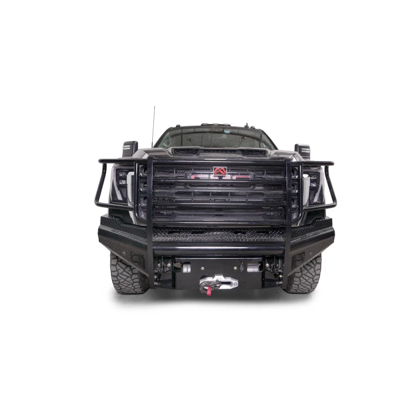 Fab Fours Black Steel Front Bumper w/ Full Guard w/ Sensor Incl. Tow Hooks Model GM24-S6260-1 - Image 2