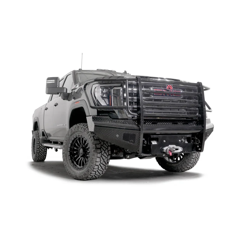 Fab Fours Black Steel Front Bumper w/ Full Guard w/ Sensor Incl. Tow Hooks Model GM24-S6260-1 - Image 3
