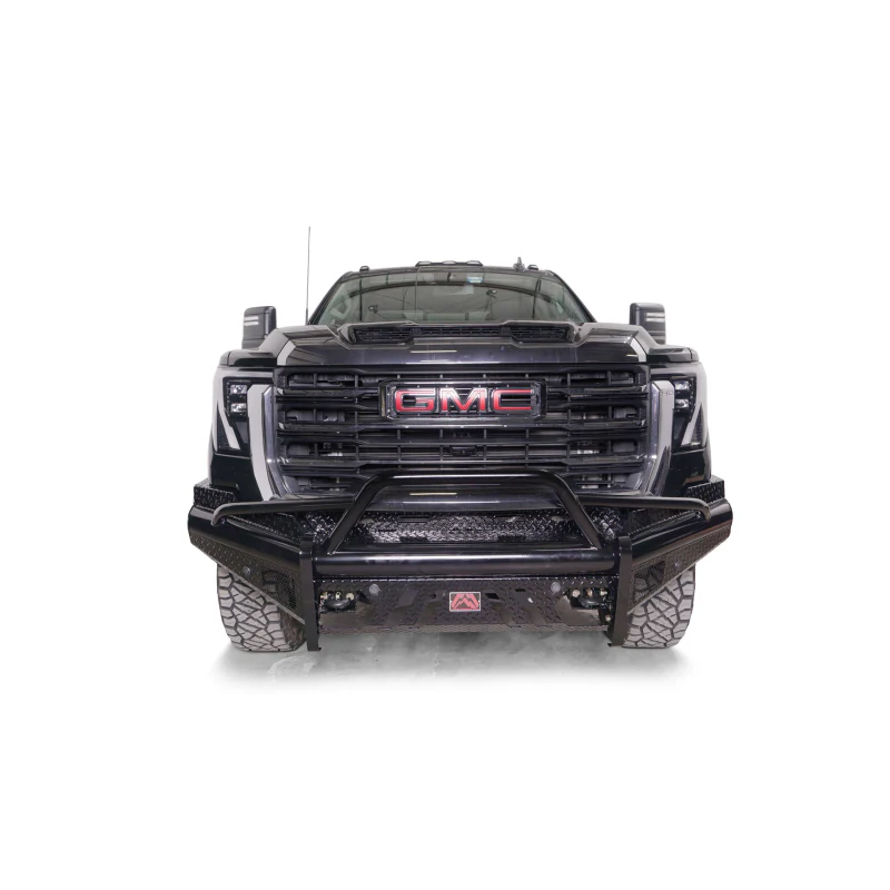 Fab Fours Black Steel Front Bumper w/ Pre-Runner Guard w/ Sensor Incl. Tow Hooks Model GM24-S6262-1 - Image 2