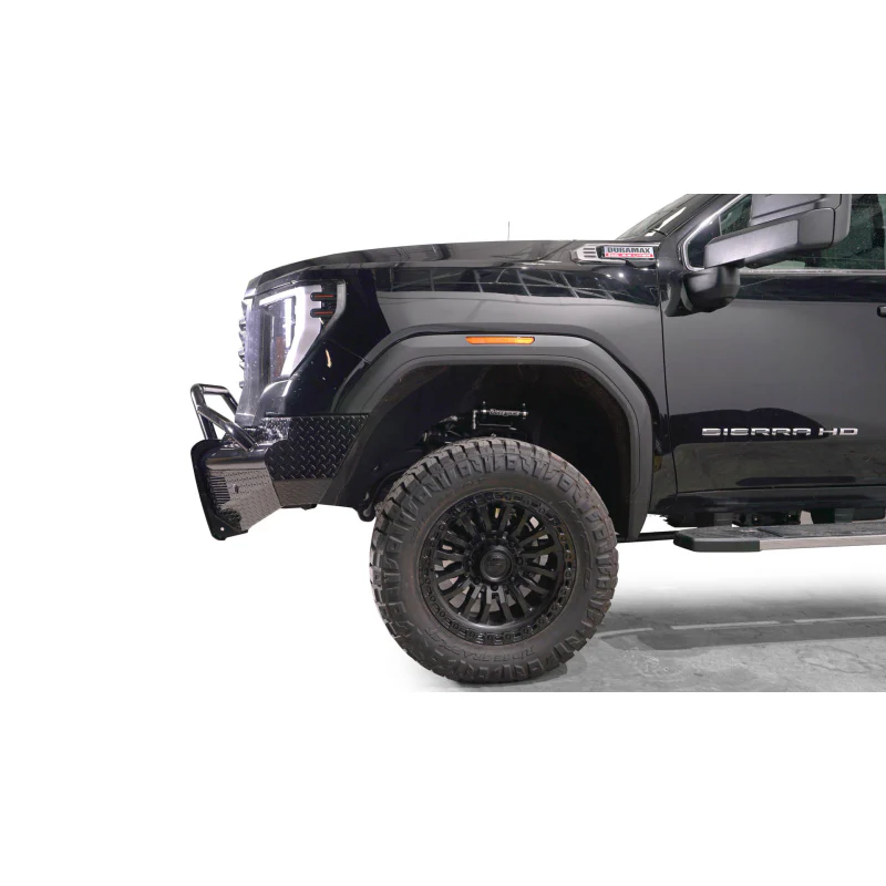 Fab Fours Black Steel Front Bumper w/ Pre-Runner Guard w/ Sensor Incl. Tow Hooks Model GM24-S6262-1 - Image 4