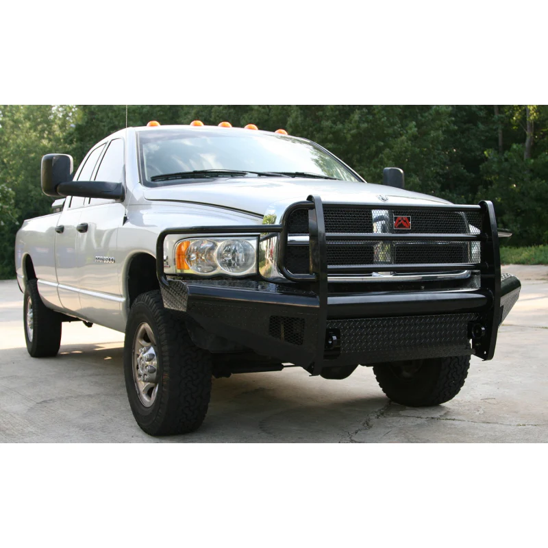Fab Fours Black Steel Front Ranch Bumper w/ Grille Guard Model DR03-S1060-1 - Image 3