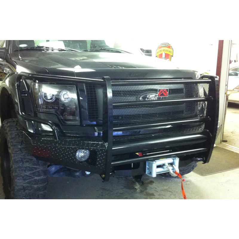 Fab Fours Black Steel Front Ranch Bumper w/ Grille Guard Model FF09-K1960-1 - Image 4