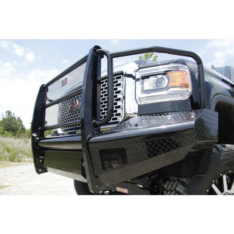 Fab Fours Black Steel Front Ranch Bumper w/ Grille Guard Model GM08-S2160-1 - Image 4