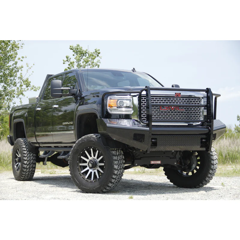 Fab Fours Black Steel Front Ranch Bumper w/ Grille Guard Model GM11-S2860-1 - Image 3
