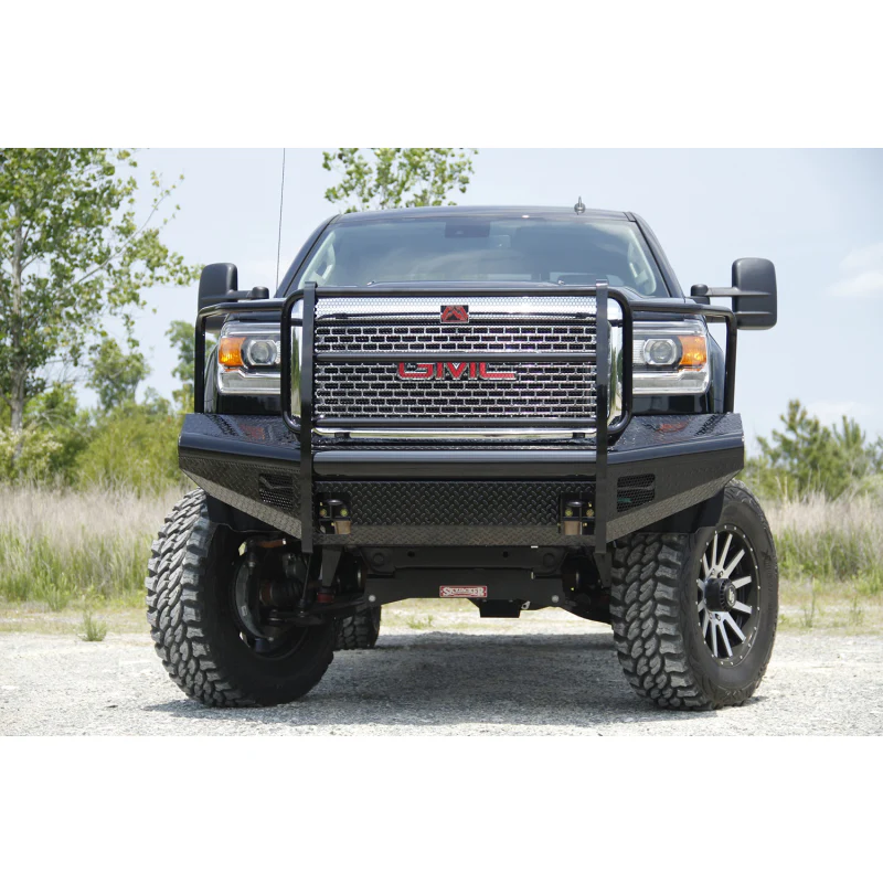 Fab Fours Black Steel Front Ranch Bumper w/ Grille Guard Model GM14-S3160-1 - Image 2