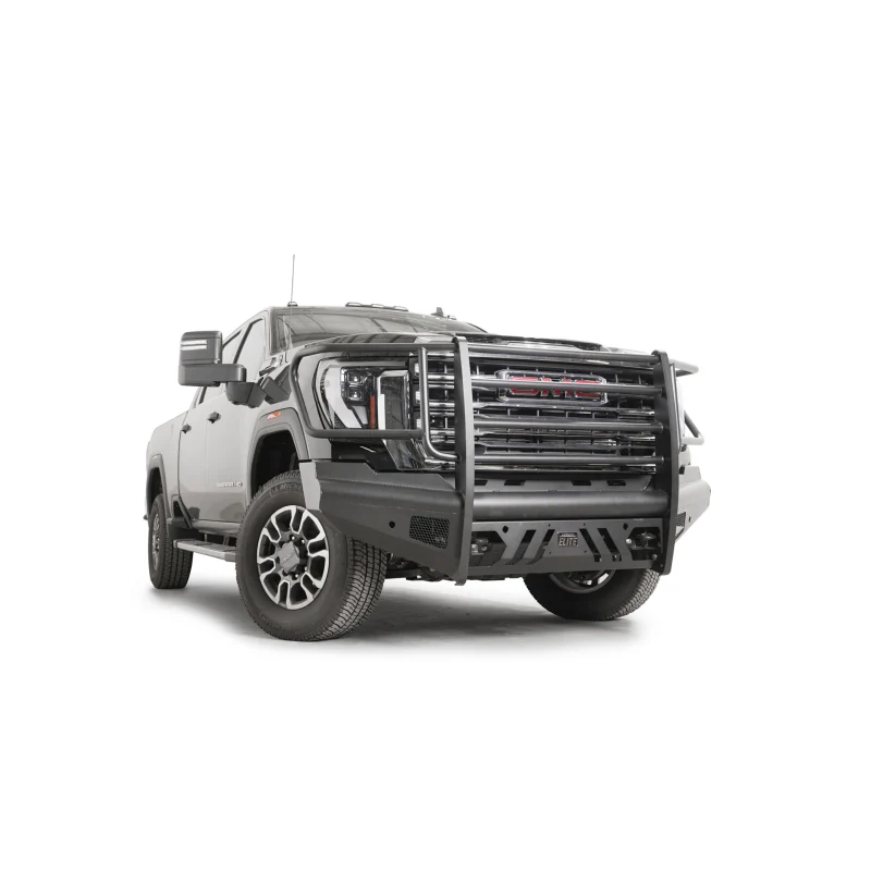 Fab Fours Elite Front Bumper w/ Full Guard Black Steel w/ Sensor Incl. Tow Hooks Model GM24-Q6260-1 - Image 3
