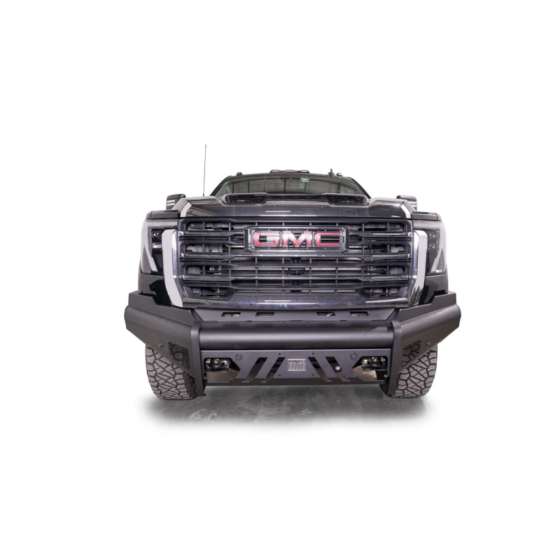 Fab Fours Elite Front Bumper w/ No Guard Black Steel w/ Sensor Incl. Tow Hooks Model GM24-Q6261-1 - Image 2