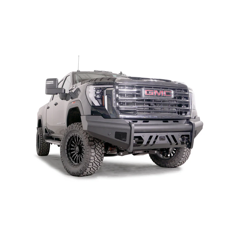 Fab Fours Elite Front Bumper w/ No Guard Black Steel w/ Sensor Incl. Tow Hooks Model GM24-Q6261-1 - Image 3