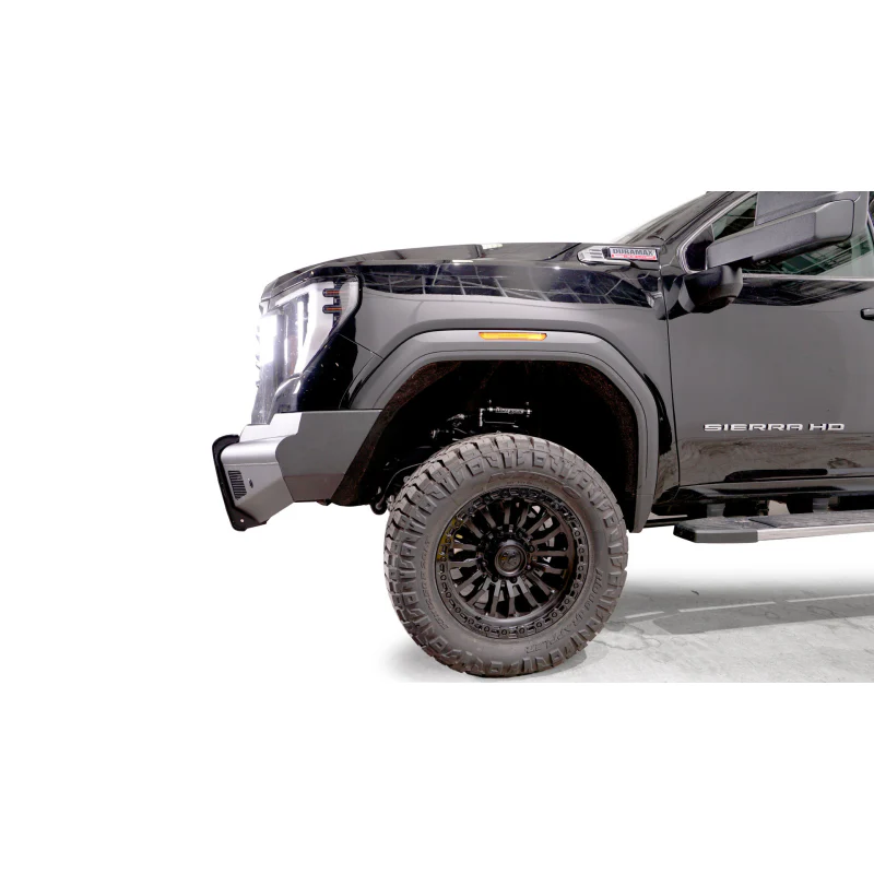 Fab Fours Elite Front Bumper w/ No Guard Black Steel w/ Sensor Incl. Tow Hooks Model GM24-Q6261-1 - Image 4