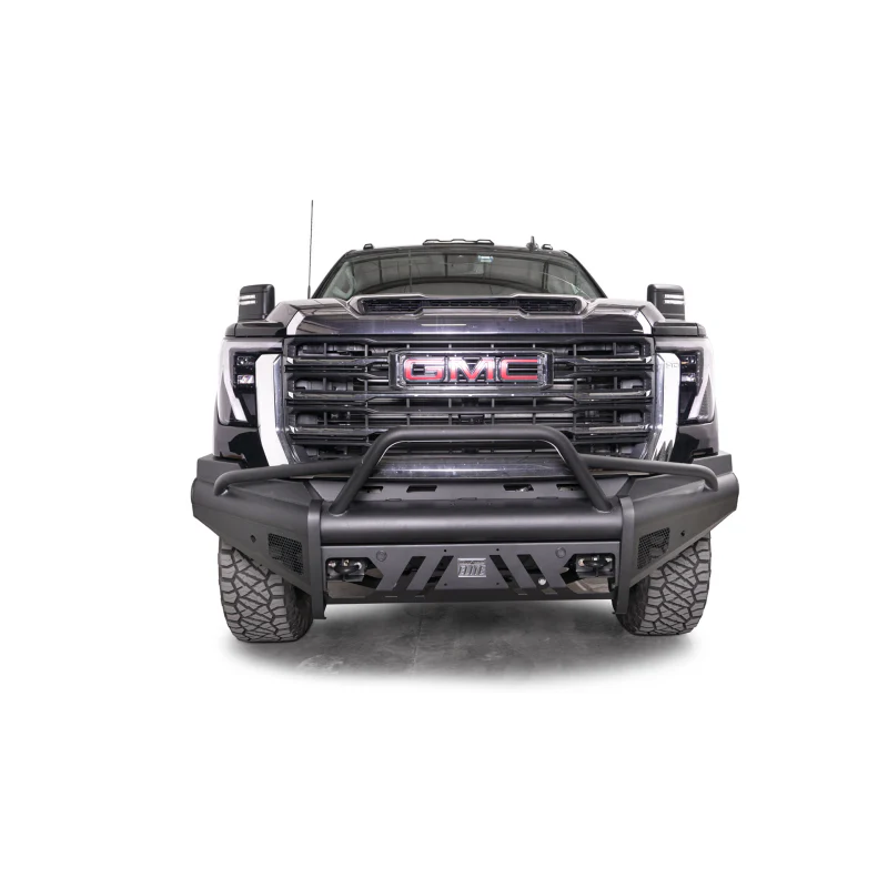 Fab Fours Elite Front Bumper w/ Pre-Runner Guard Black Steel w/ Sensor Incl. Tow Hooks Model GM24-Q6262-1 - Image 2