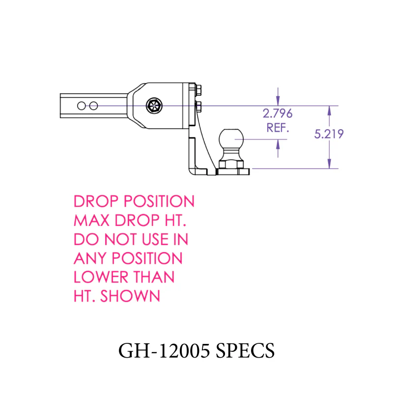 Gen-Y GLYDER TORSION-FLEX 2" Shank 6" drop .4K-.7K TW 7K Hitch & Ball 1" Dia Hole Model GH-12005 - Image 3
