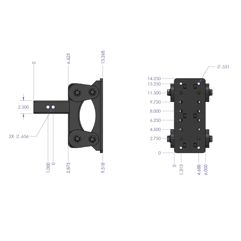 Gen-Y The BOSS TORSION-FLEX Pintle Plate 2.5" Shank 6.5" Drop 2.4K TW 21K Hitch Model GH-1301 - Image 6