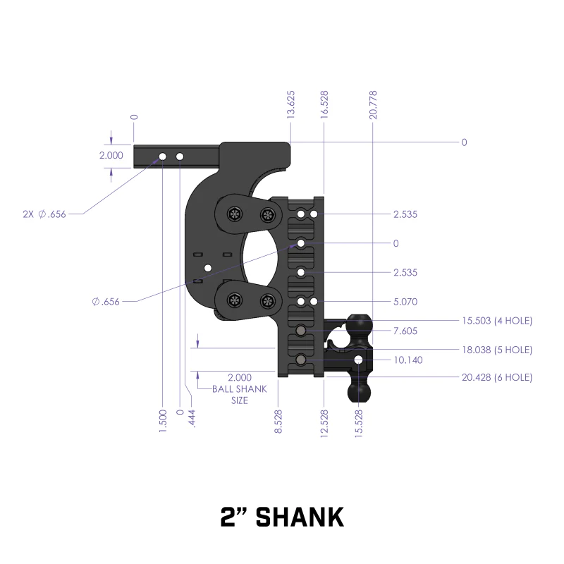 Gen-Y The BOSS TORSION-FLEX 2" Shank 17.5" Drop 1.7K TW 16K Hitch Dual-Ball Pintle Model GH-1426 - Image 6