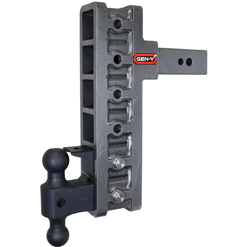 Gen-Y MEGA-DUTY 2.5" Shank 12" Offset Drop 3.5K TW 32K Hitch Dual-Ball & Pintle Lock Model GH-1926