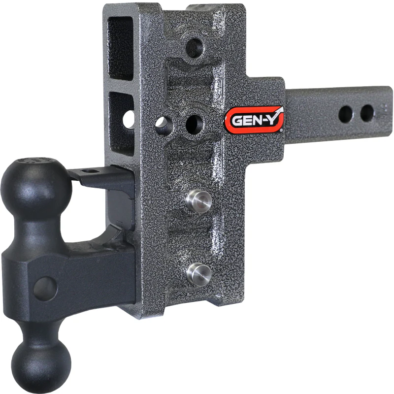 Gen-Y MEGA-DUTY 2" Shank 5" Offset Drop 2K TW 16K Hitch with Dual-Ball & Pintle Lock Model GH-224