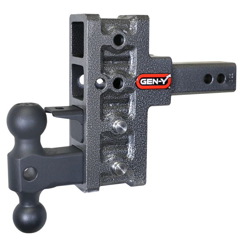 Gen-Y MEGA-DUTY 2" Shank 5" Offset Drop 1.5K TW 10K Hitch with Dual-Ball & Pintle Lock Model GH-424