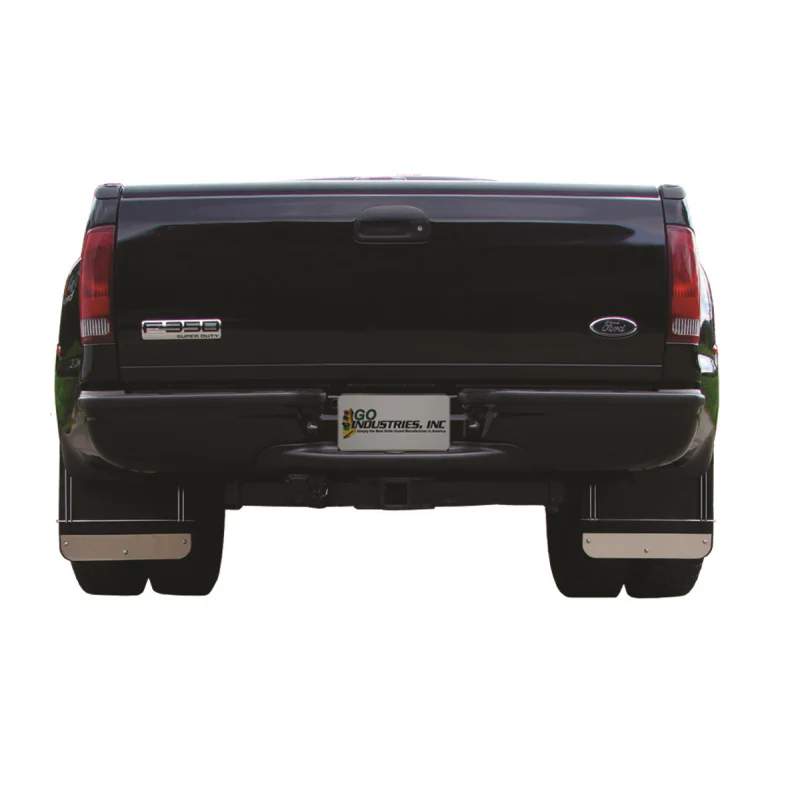 Go Industries Dually Mud Flap Set - Classic Style - Includes Flaps, Brackets, Stainless Weights and Chrome Anti Sails Model 70730SET - Image 2