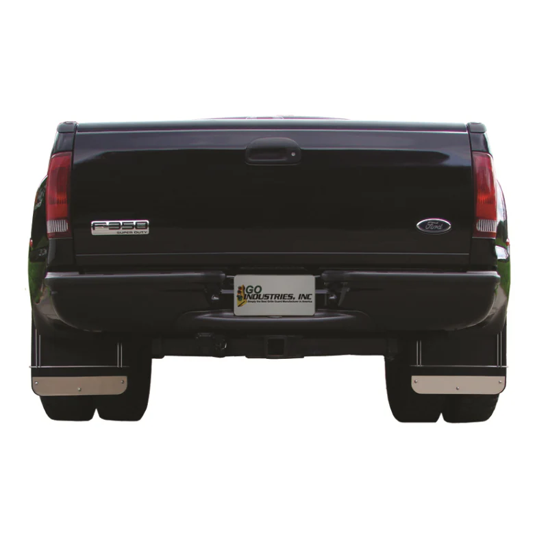 Go Industries Dually Mud Flap Set - Stainless Steel Set - Includes Flaps, Brackets, Stainless Weights and Stiffeners Model S70730SET
