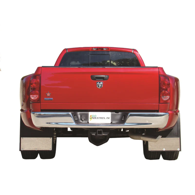 Go Industries Dually Mud Flap Set - Stainless Steel Set - Includes Flaps, Brackets, Stainless Weights and Stiffeners Model S70764SET - Image 2