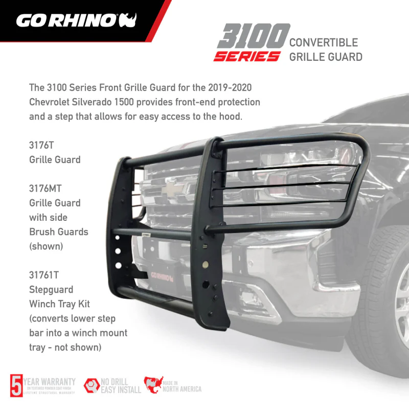 Go Rhino 3100 Series StepGuard Grille Guard with Brush Guards Model 3176MT - Image 8