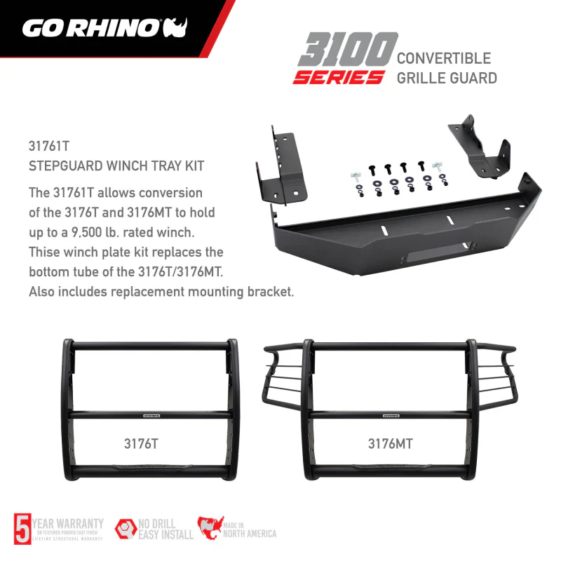 Go Rhino 3100 Series StepGuard Grille Guard with Brush Guards Model 3176MT - Image 9