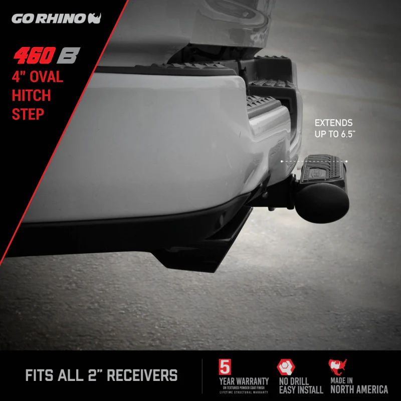 Go Rhino 4" Oval Hitch Step Black Model 460B - Image 5