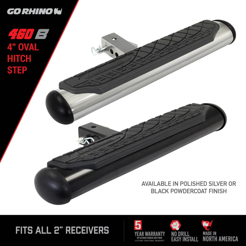 Go Rhino 4" Oval Hitch Step Black Model 460B - Image 6