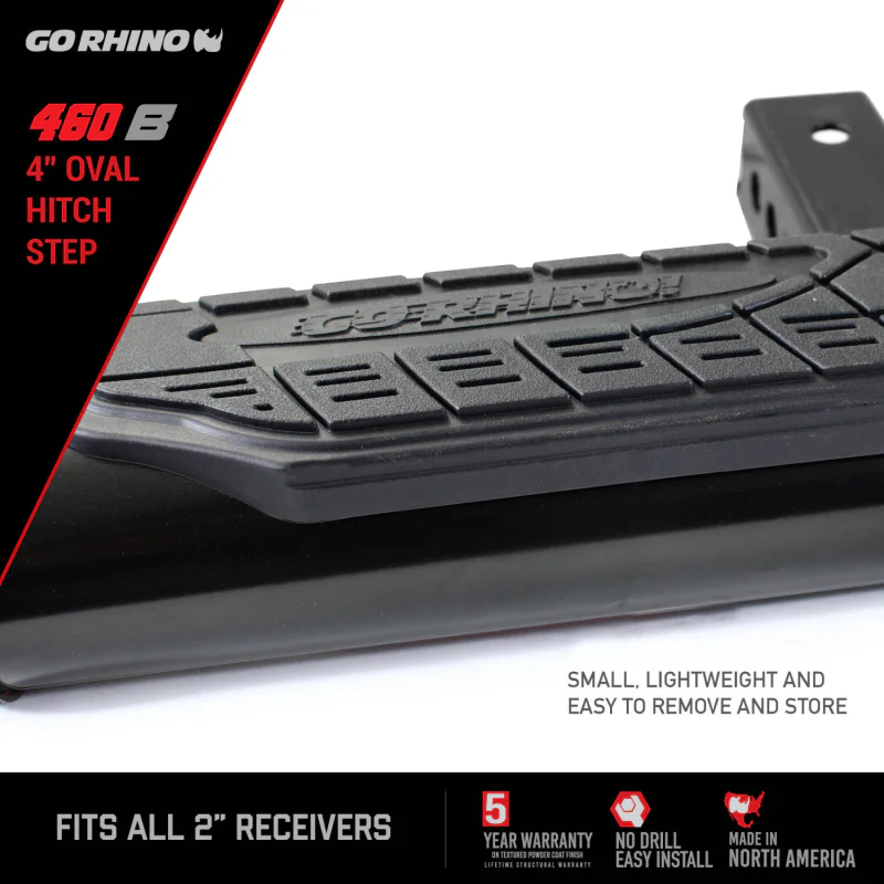 Go Rhino 4" Oval Hitch Step Black Model 460B - Image 7
