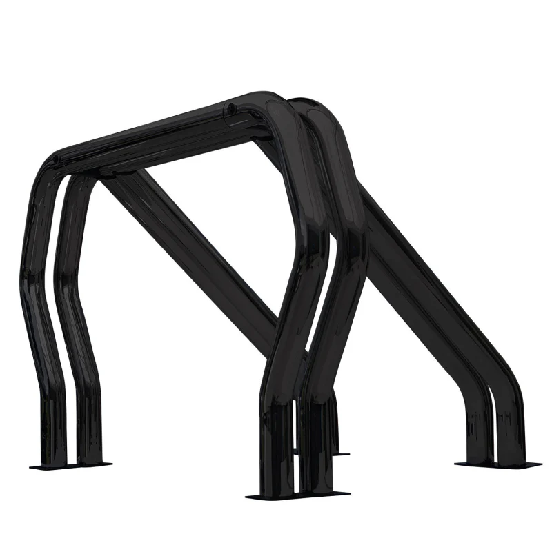 Go Rhino Bed Bars Complete Kit Double Bar/Double Kicker (Between wheel wells) Black Model 9009560DDB