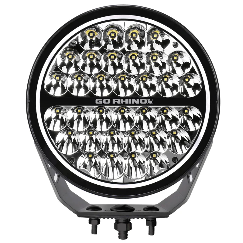 Go Rhino Blackout Series MAXROUND 9" Round LED Spot Light w/Daytime Running Lights Model 751700911SRS