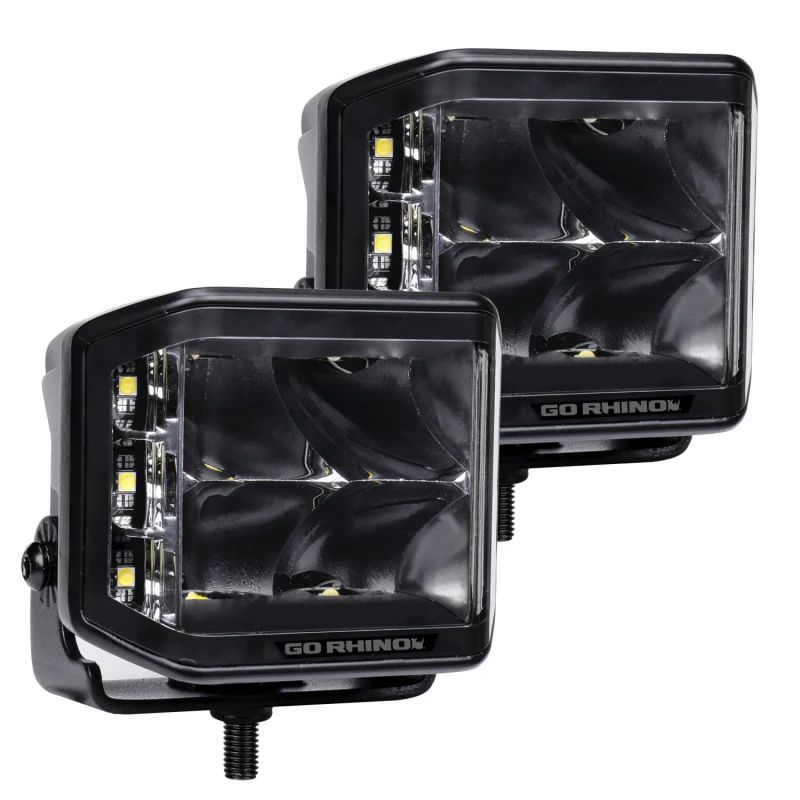 Go Rhino Blackout Series SIDELINE 4x3 LED Cube Spot Lights Without Amber LED's Model 750700321SCS - Image 3