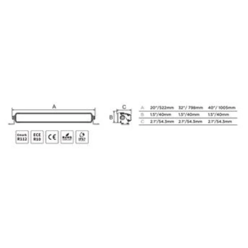 Go Rhino Blackout Series SINGLELINE 20" Single Row LED Light Bar w/Amber LEDs Model 751052012CSS - Image 10