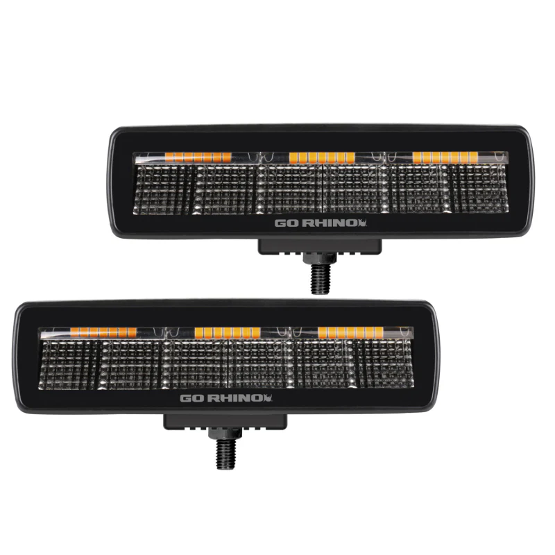 Go Rhino Blackout Series SIXLINE 6-LED Flood Light Pods, W/Amber LEDs Model 750600622FBS