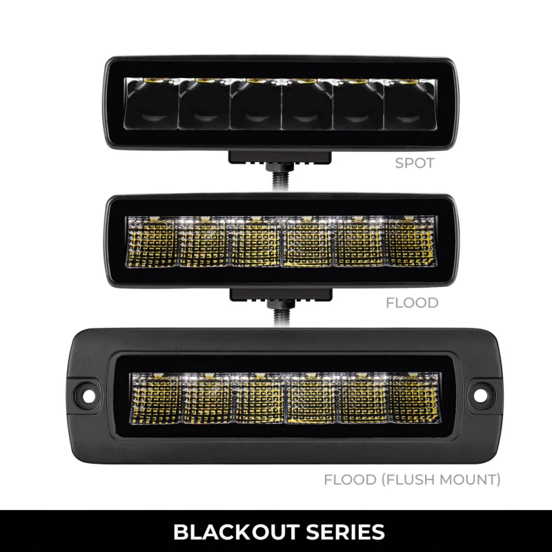 Go Rhino Blackout Series SIXLINE 6-LED Spot Lights with Flush Mount Model 750300621SBF - Image 2