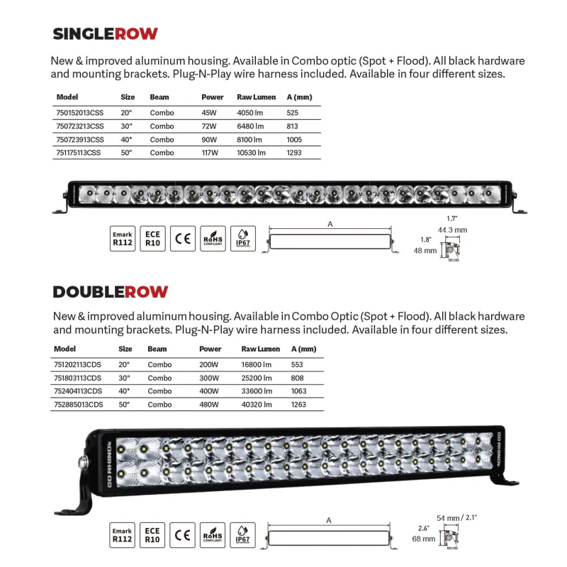 Go Rhino Bright Series 30" Double Row LED Light Bar Model 751803113CDS - Image 3
