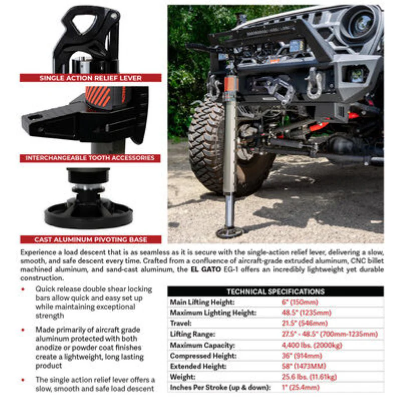 Go Rhino EL Gato EG1 Hydraulic Recovery Jack Model XG-RJ50010B - Image 3