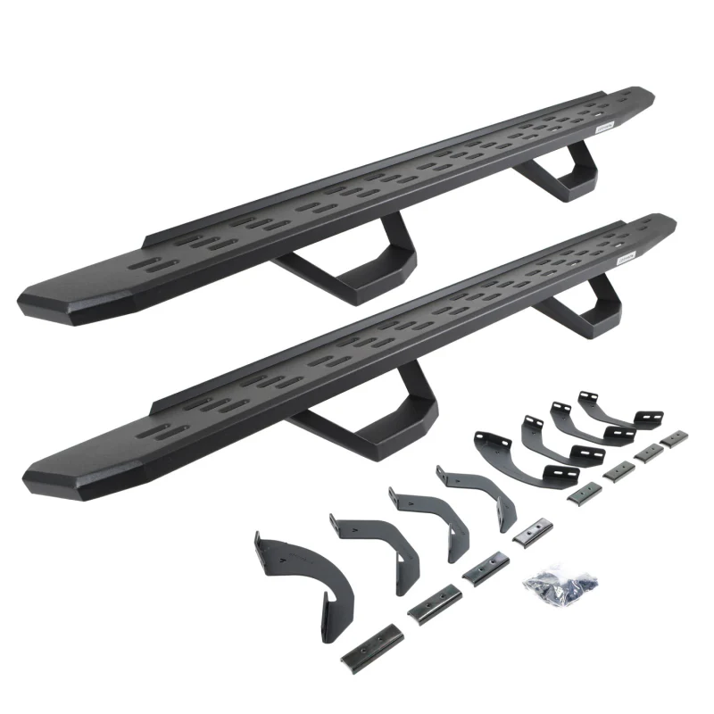 Go Rhino RB30 Running Boards with Brackets With 2 Pairs Drop Steps Kit Double Cab Model 6964358020PC