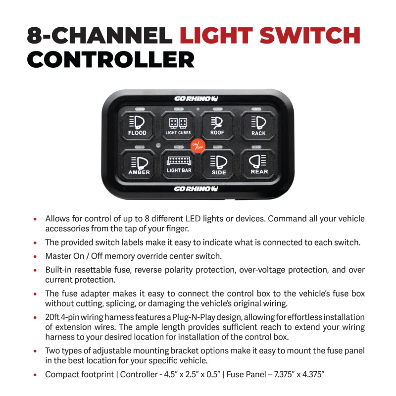 Go Rhino RGB 8-Channel Light Switch Controller without RF Control Model 758CHSCRGB - Image 4