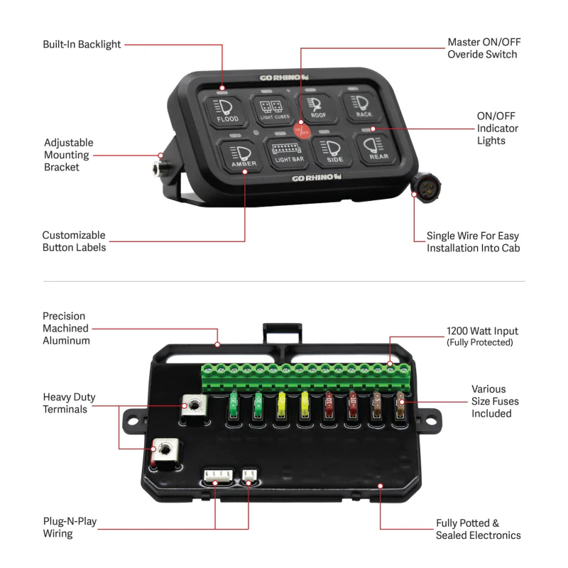 Go Rhino RGB/Bluetooth 8-Channel Light Switch Controller without RF Control Model 758CHSCRBT - Image 3