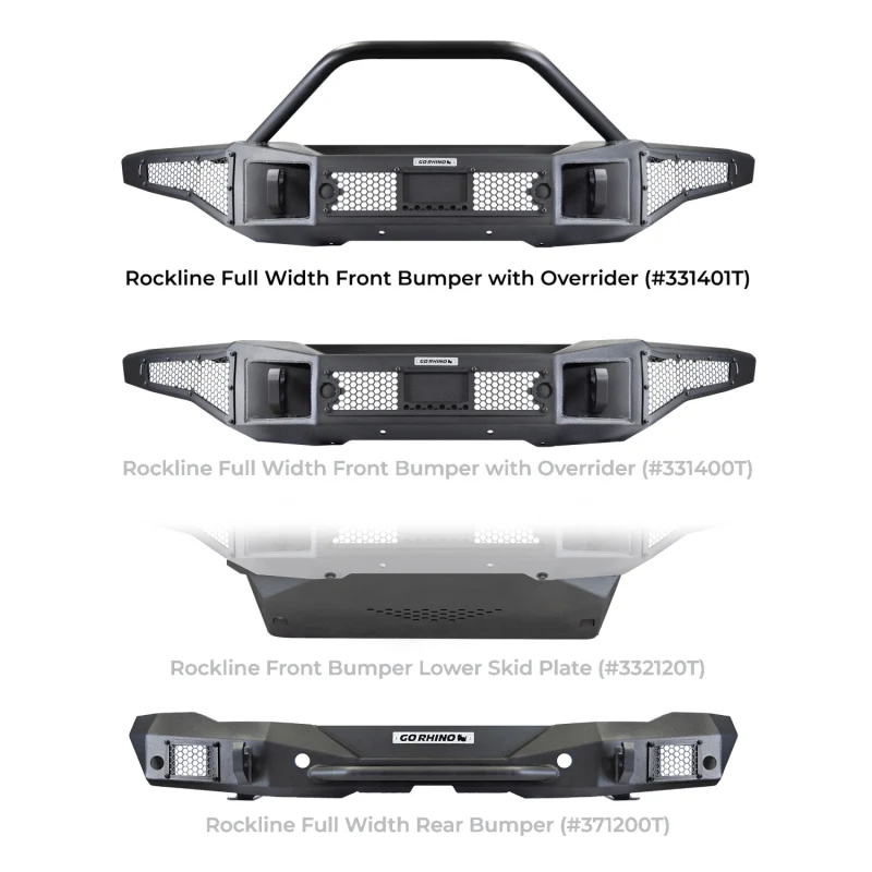 Go Rhino Rockline Winch-Ready Front Full Width Bumper With Overrider For Ford Bronco Model 331401T - Image 11