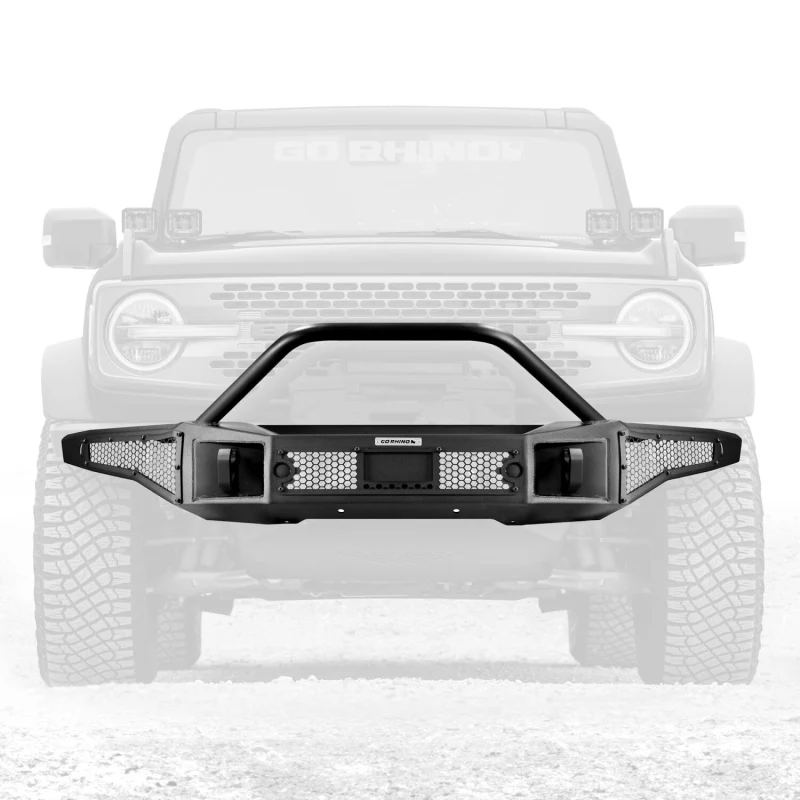 Go Rhino Rockline Winch-Ready Front Full Width Bumper With Overrider For Ford Bronco Model 331401T - Image 2