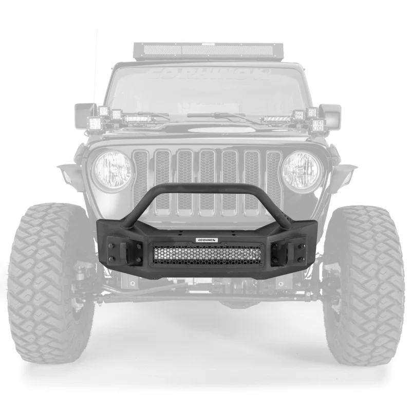 Go Rhino Rockline Winch-Ready Front Stubby Bumper With Overrider For Jeep Model 331101T - Image 2