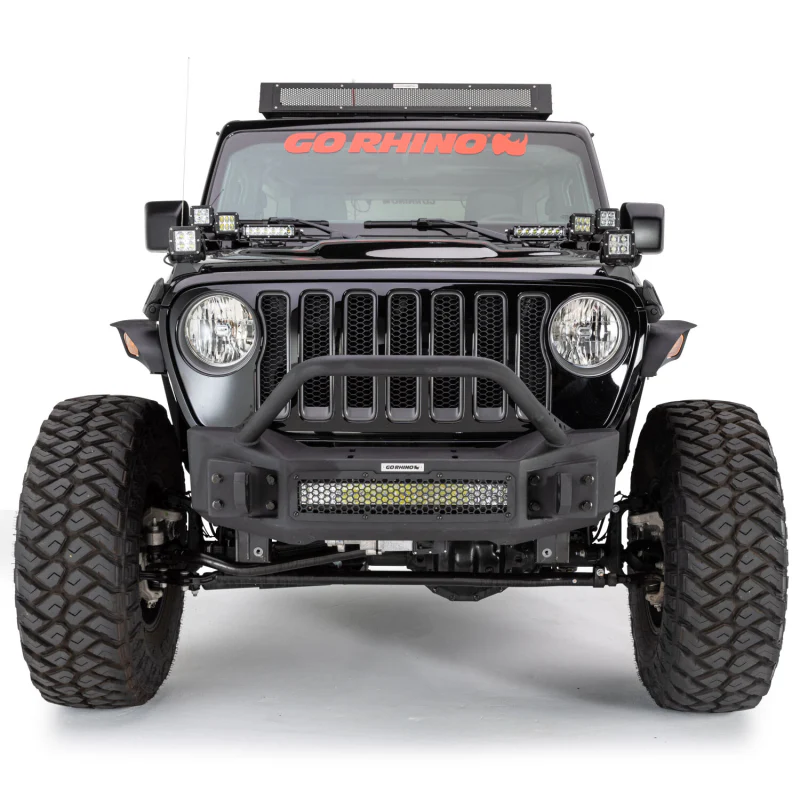 Go Rhino Rockline Winch-Ready Front Stubby Bumper With Overrider For Jeep Model 331101T - Image 3