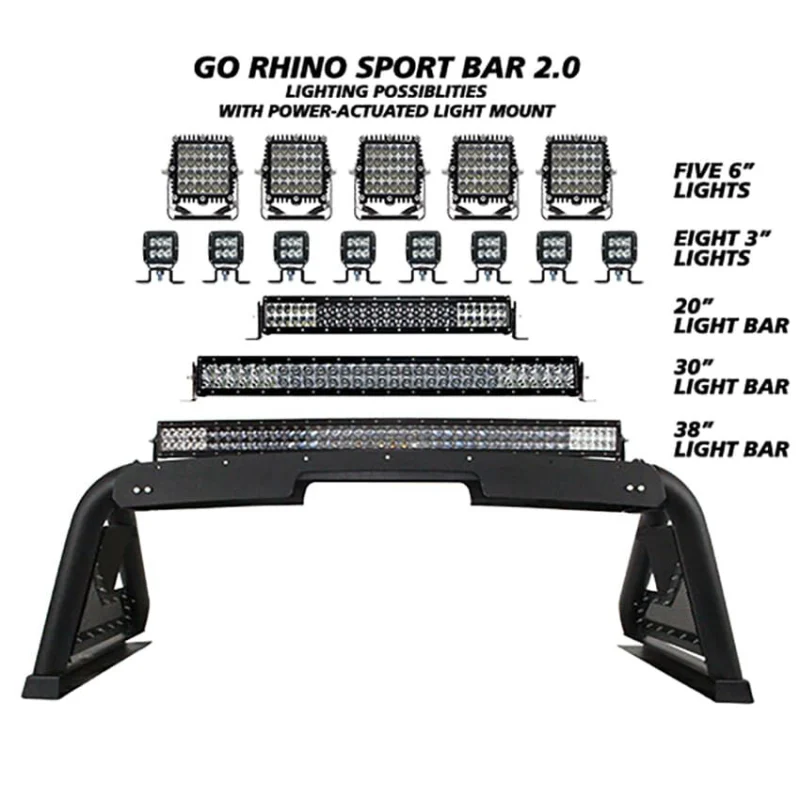 Go Rhino Sport Bar 2.0 with Power Actuated Retractable Light Mount Model 911600T - Image 5