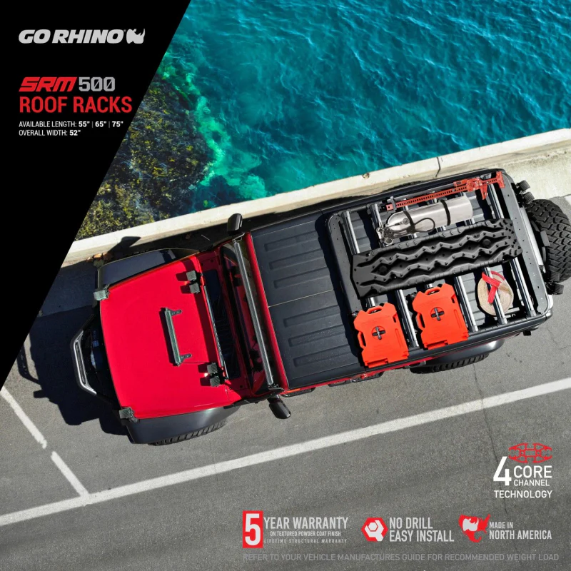 Go Rhino SRM500 75" Long x 52" Wide Flat Platform Roof Rack Model 5935075T - Image 8