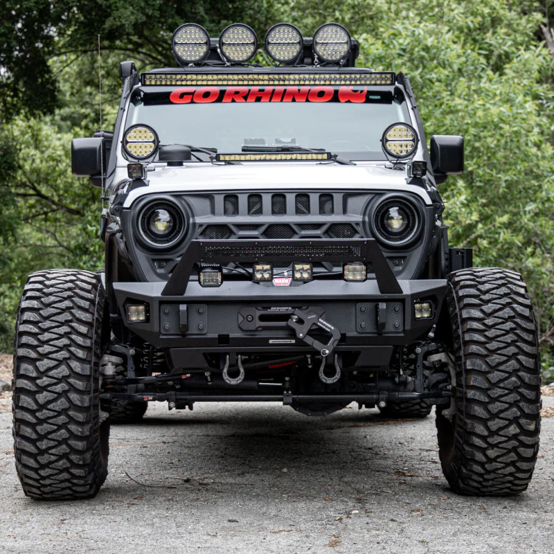 Go Rhino Trailline Winch Ready Front Stubby Bumper for Jeep Wrangler JL, JLU & Gladiator JT Model 230211T